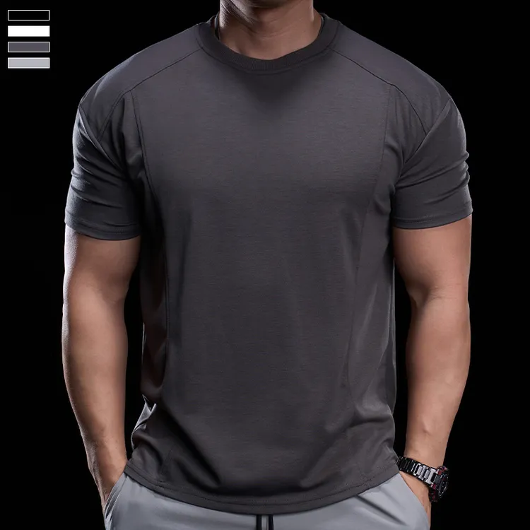 霸道肌肉 新款夏季男士跑步训练运动健身上衣棉短袖t恤高弹休闲