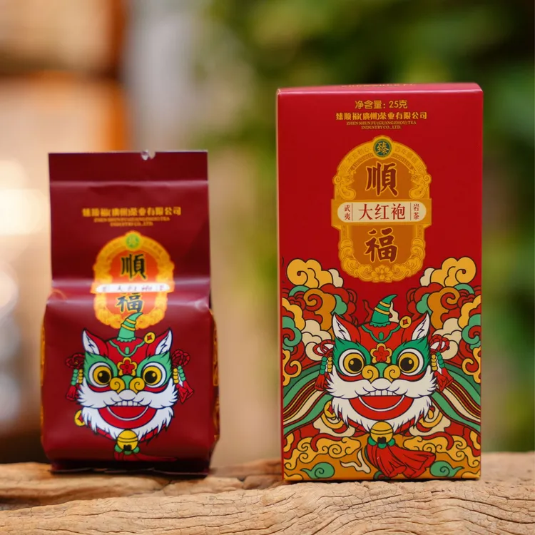 臻顺福喜狮如意大红袍武夷岩茶浓香型茶叶熟火茶叶盒装125g/盒