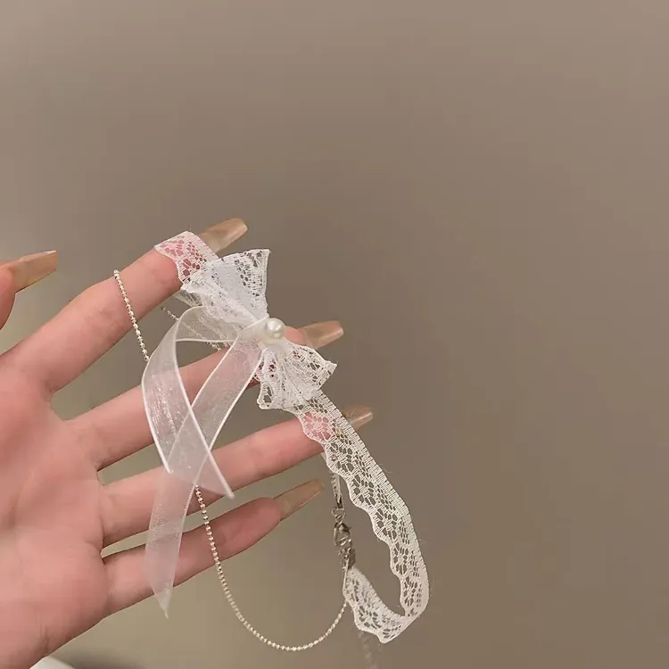 铜布艺项链 蕾丝蝴蝶结choker项圈项链女新小众高级感锁骨链配饰