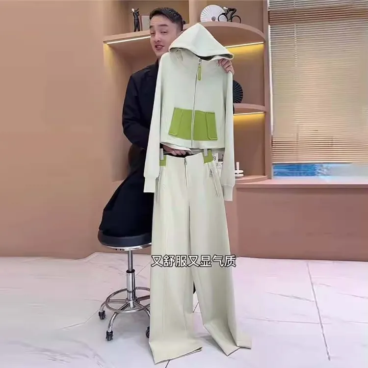 2025春秋新款女士欧货运动套装时尚洋气设计感拉链开衫上衣两件套