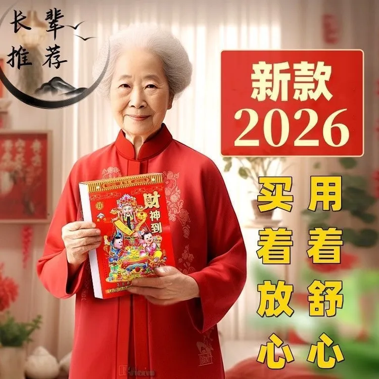 2026年马年新款日历老黄历挂墙式日历大号老年人皇历一天一页家用