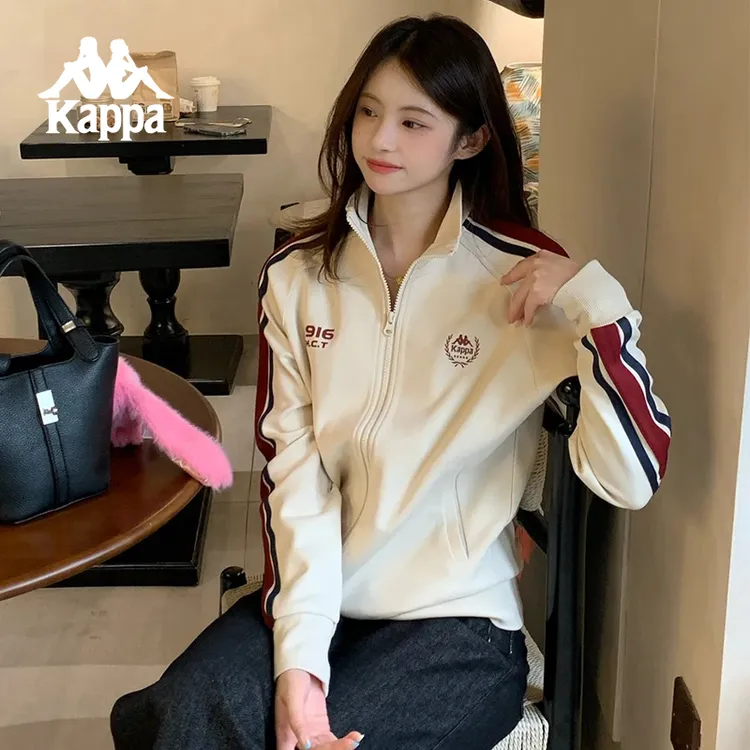 kappa卡帕运动立领外套时尚休闲女秋季显瘦运动宽松开衫夹克套装