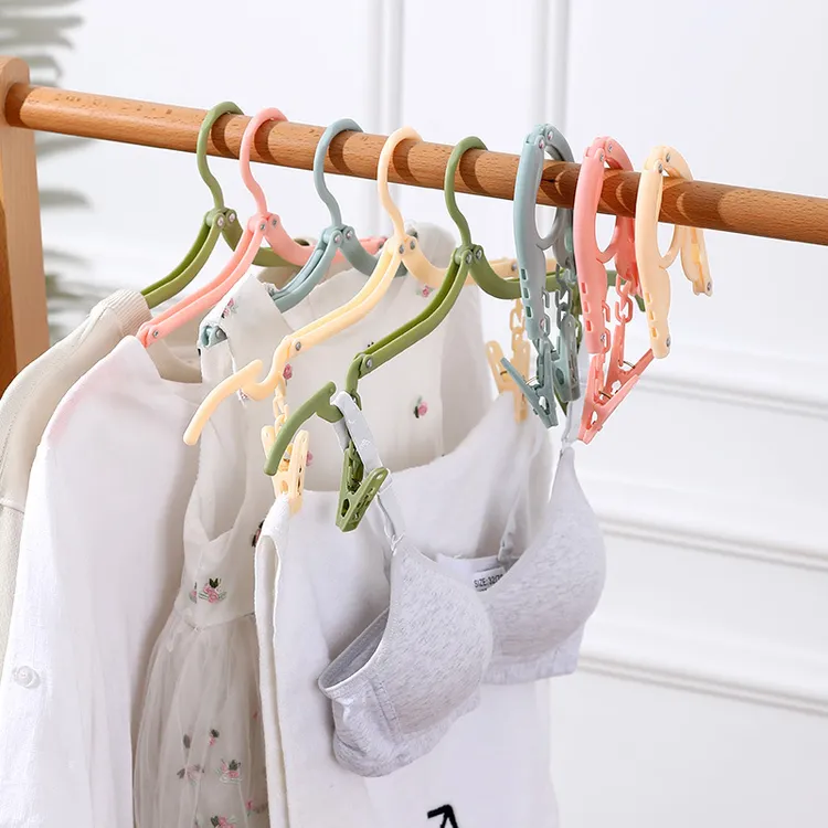 多功能折叠衣架便携式旅行魔术衣架户外防滑塑料衣架带夹子晾衣架