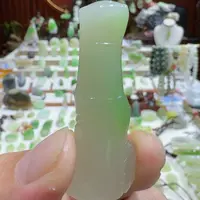 和田玉未镶嵌颈饰翠青竹节步步高升