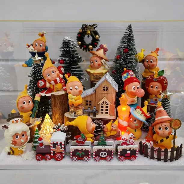 星星人圣诞主题盲盒造景diy布景收纳展示盒节日生日礼物创意礼物