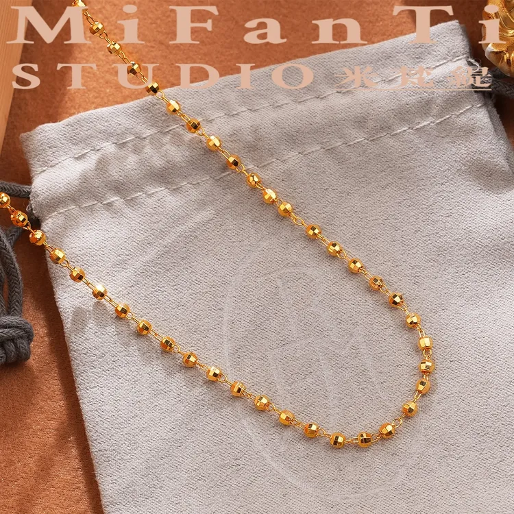 米梵缇 铜项链 复古小众闪亮足球珠颈链法式高级感切面设计锁骨链