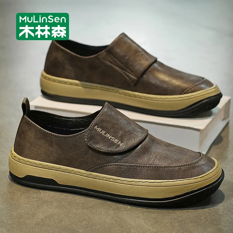 木林森皮鞋男2025新款秋季一脚蹬工作乐福鞋软底休闲开车豆豆潮鞋