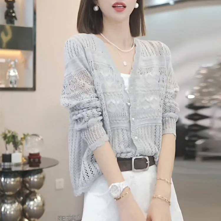 2025年夏季新款时尚气质长袖针织衫小众女装上衣洋气百搭韩系通勤