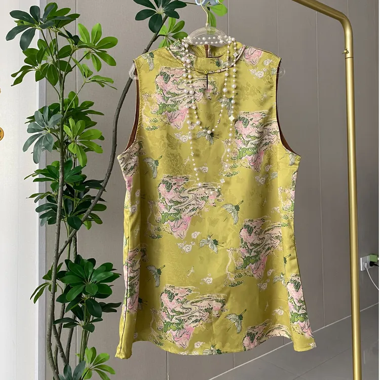 【好过春山】2025夏季新款新中式国风中长款气质女提花宽松奥黛上衣