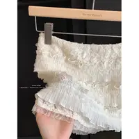 杏色法式纯欲风设计感半身裙女装蕾丝花边夏季低腰A字裙百搭短裙