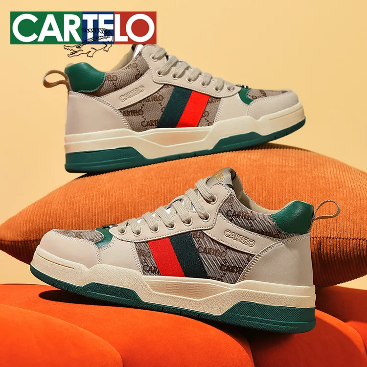 CARTELO/卡帝乐鳄鱼脏脏鞋男士时尚百搭板鞋男士防滑高帮休闲鞋子