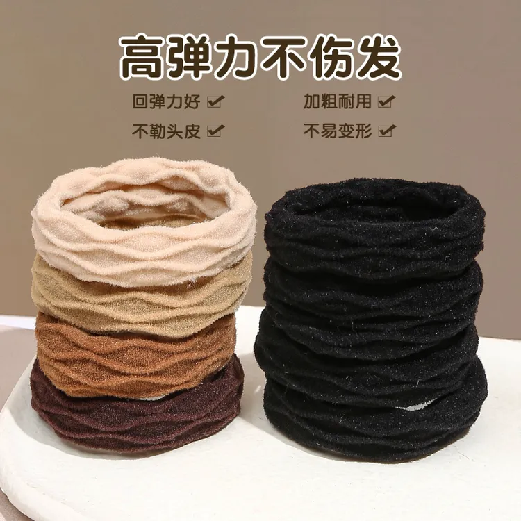 日韩发圈高弹力甜美风民族风发饰不勒头轻职风发绳黑色头饰马尾