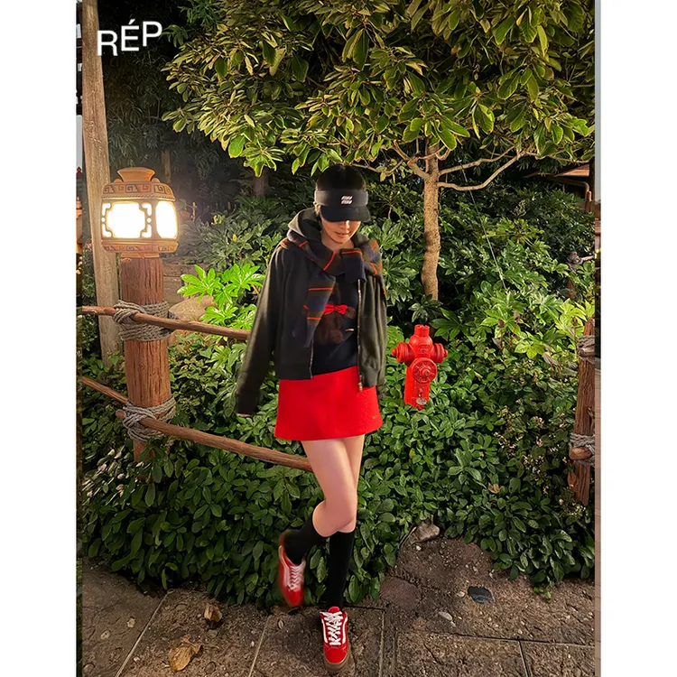 REP-COEMES设计师品牌红色A字半裙 25FW秋冬新品