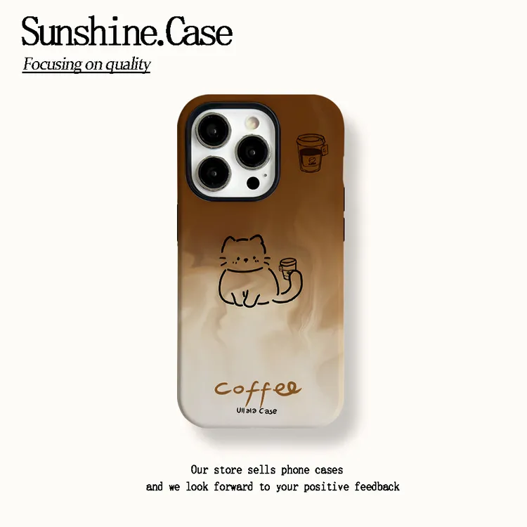 菲林二合一适用苹果华为vivo小米oppo手机壳晕染线条猫15PRO/14