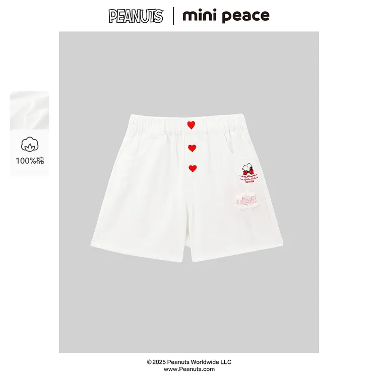 【专柜同款】MINIPEACE×史努比联名女童短裤裤子100%柔软儿童牛仔裤