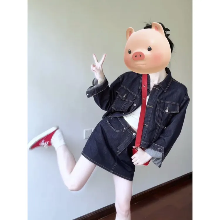 韩系牛仔夹克外套a字短裙套装女夏季新款气质通勤休闲时尚两件套