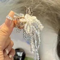 【4cm流苏抓夹刘海抓半抓】蓝色晶石长流苏