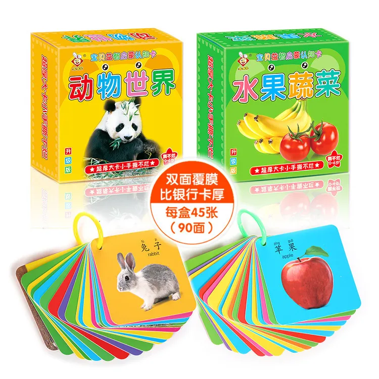 宝宝启蒙早教学习认识卡撕不烂卡片儿童益智玩具双面识字卡卡通
