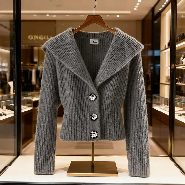 千金清冷感贵系衣服岩石灰针织衫2025秋季新款高级感洋气时尚上衣