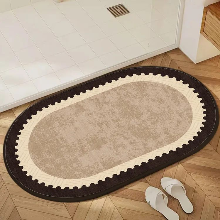 软绒编织纹仿亚麻材质吸水防滑速干浴室地垫卫生间入户门可用