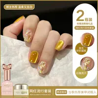 网红金光碎钻猫眼指甲油胶2025年新款百搭爆闪亮片美甲店专用套装