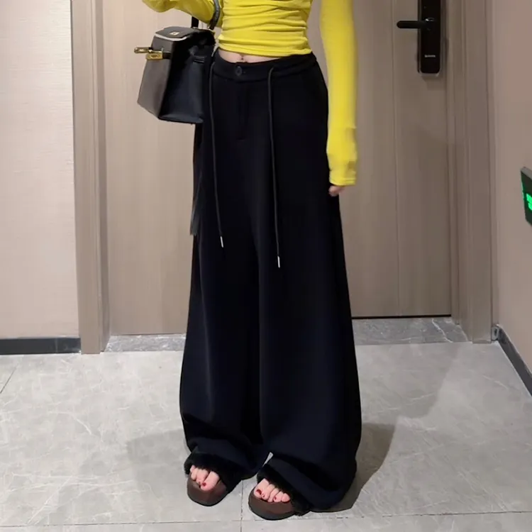 【钻石店铺优选】秋冬新款时尚百搭韩系高腰显瘦加绒休闲裤阔腿裤女