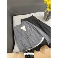 “”悠闲时光“”假两件拉链v领毛针织衫燕麦上衣开衫长袖
