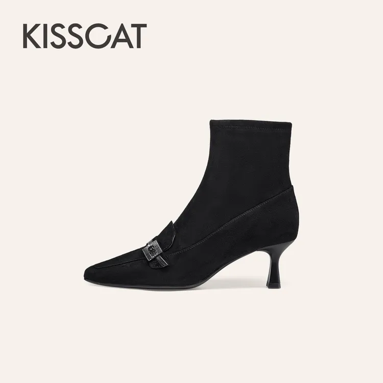 【商场同款】接吻猫25冬【意式老】舒适通勤优雅方头时装靴KA65713-12