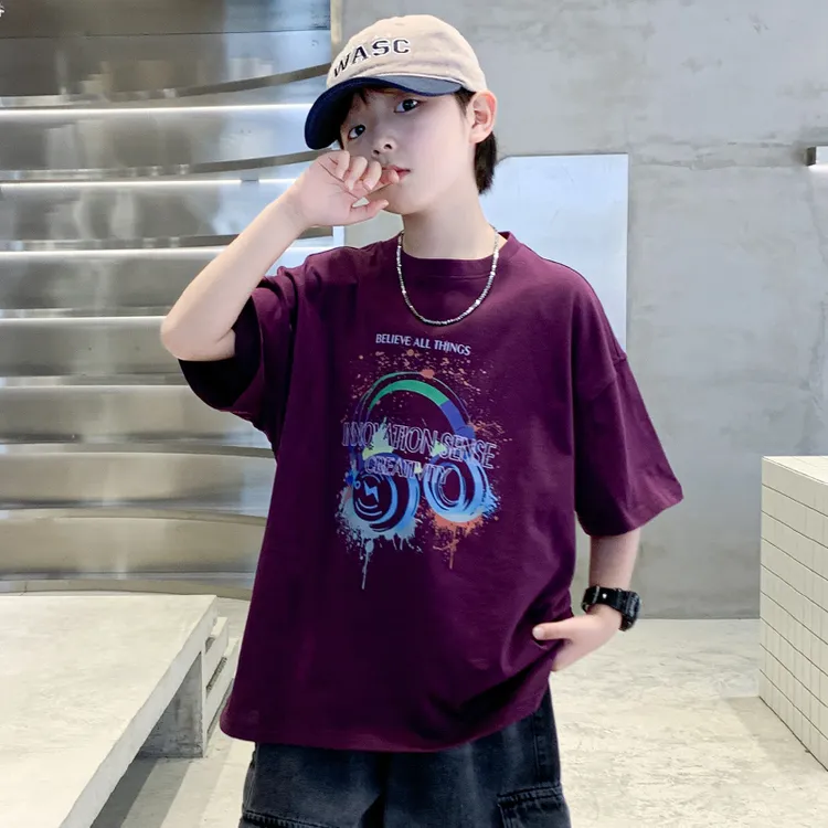 儿童装男童夏装洋气短袖T恤2025新款夏季中大童男孩夏款洋气上衣t