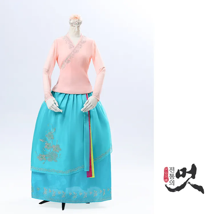 朝鲜族舞蹈上衣和腰裙长袖传统民族风舞台飘逸烫钻练功服25027