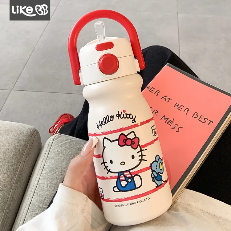 hellokitty保温杯女生吸管水杯新款2025高颜值大容量便携学生杯子
