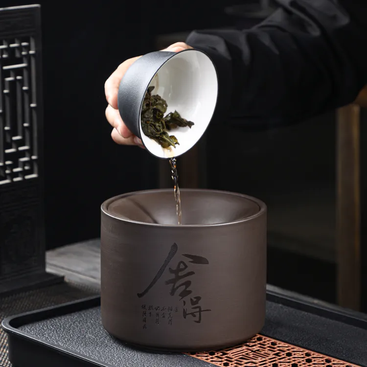 紫砂茶渣缸带盖茶洗桌面专用茶废水茶道零配烟灰缸网红茶器大容量