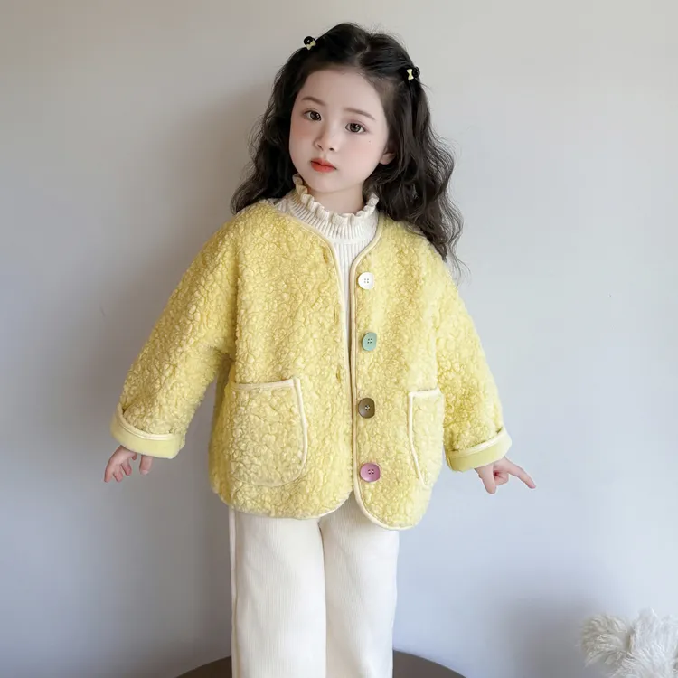 女童毛毛衣外套秋冬季2025新款儿童洋气时髦保暖皮毛一体冬装上衣