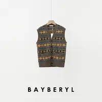 BAYBERYL老贝RL费尔岛复古提花无袖V领秋针织背心ZZS5F0201-9/28