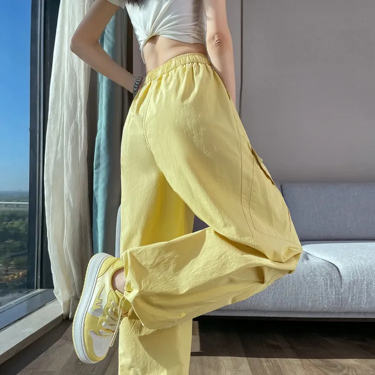 高腰速干防晒两穿工装裤女夏季薄款百搭高腰休闲裤运动裤女1956