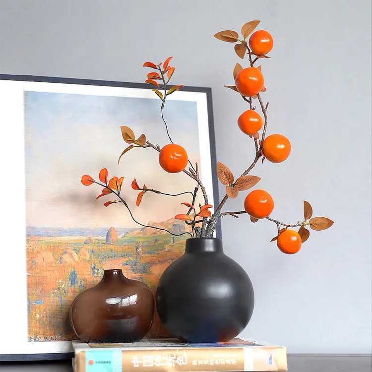 仿真小福柿树枝假花摆件客厅装饰摆设插花花束家居摆件家居软装