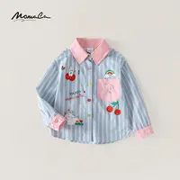 MOMOCO2025款春秋季女童撞色可爱小狗印花衬衫77730234003