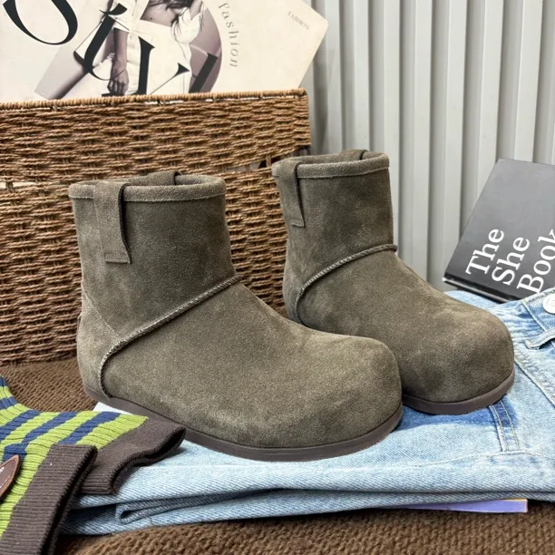 小雨家【韩版】冬季高定加厚时尚洋气加绒平底短靴百搭大棉雪地靴