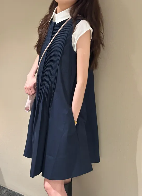 2025春夏新款气质压褶背心连衣裙小众独特设计感垂感裙子叠穿衬衫