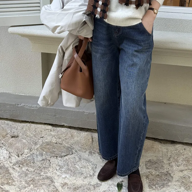 Ms.Qnn“米兰街角” 意大利进口洗水打磨质感牛仔裤 52P539 Q姐