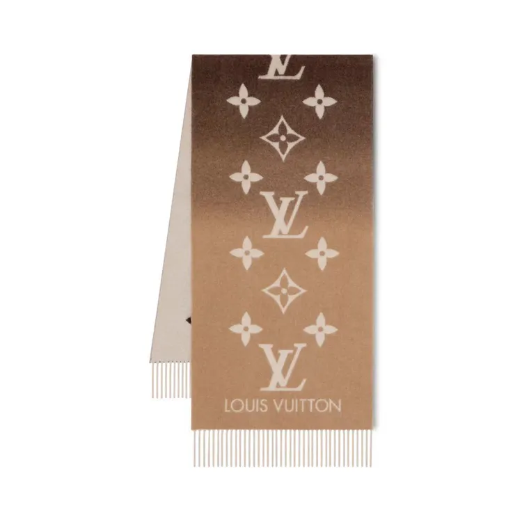未使用 LouisVuitton/路易威登 双色渐变流苏羊绒围巾（无盒）