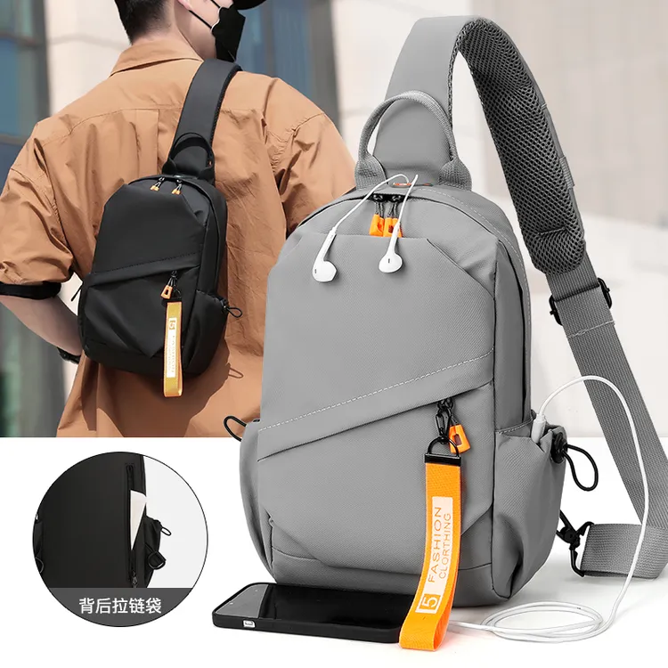拉链街头潮流男胸包韩版男女包包户外大容量洋气学生通勤旅游