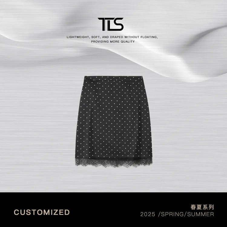 TT【蕾丝波点裙】欧美风高腰波点拼接蕾丝边半身裙TT-DQ5005