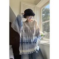 MoNvKiKiPlus2“便利贴”大码微胖大领口破洞毛边设计毛衣#1718