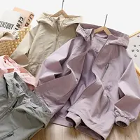 儿童春季新款休闲拉链口袋连帽冲锋衣中大童男童户外外套6707