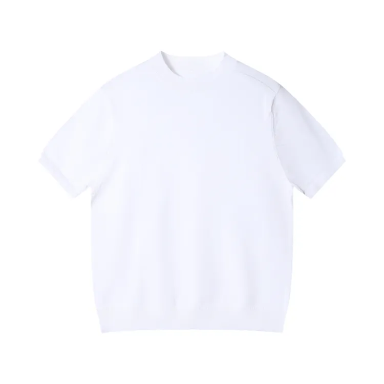 夏季新款时尚个性韩版简约纯色针织短袖T恤百搭舒适休闲套头上衣