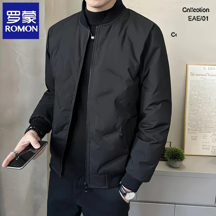 罗蒙新款轻薄羽绒服男士外套秋冬商务休闲行政夹克保暖韩版飞行服