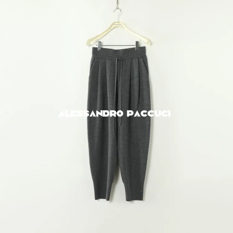 AP洛哥44183KC绵羊毛系带弹力运动束脚裤复古时尚轻奢休闲长裤