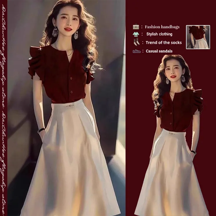 晚宴场合女装2025夏季新款爆款百搭老钱风高级感气质半身裙套装女