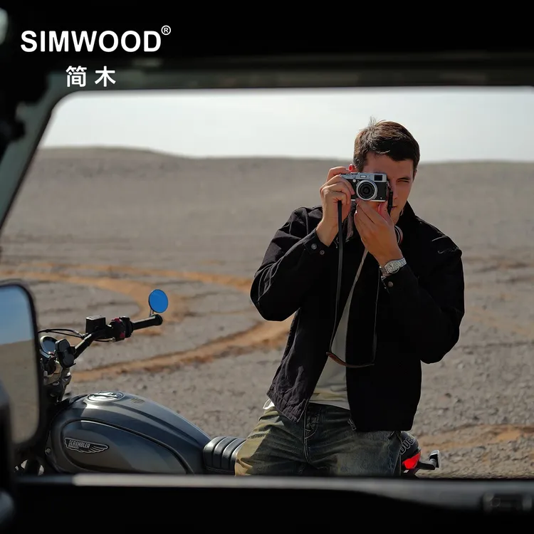 SIMWOOD/简木【宽松版】双股珠帆复古底特律夹克短款外套男SO130222